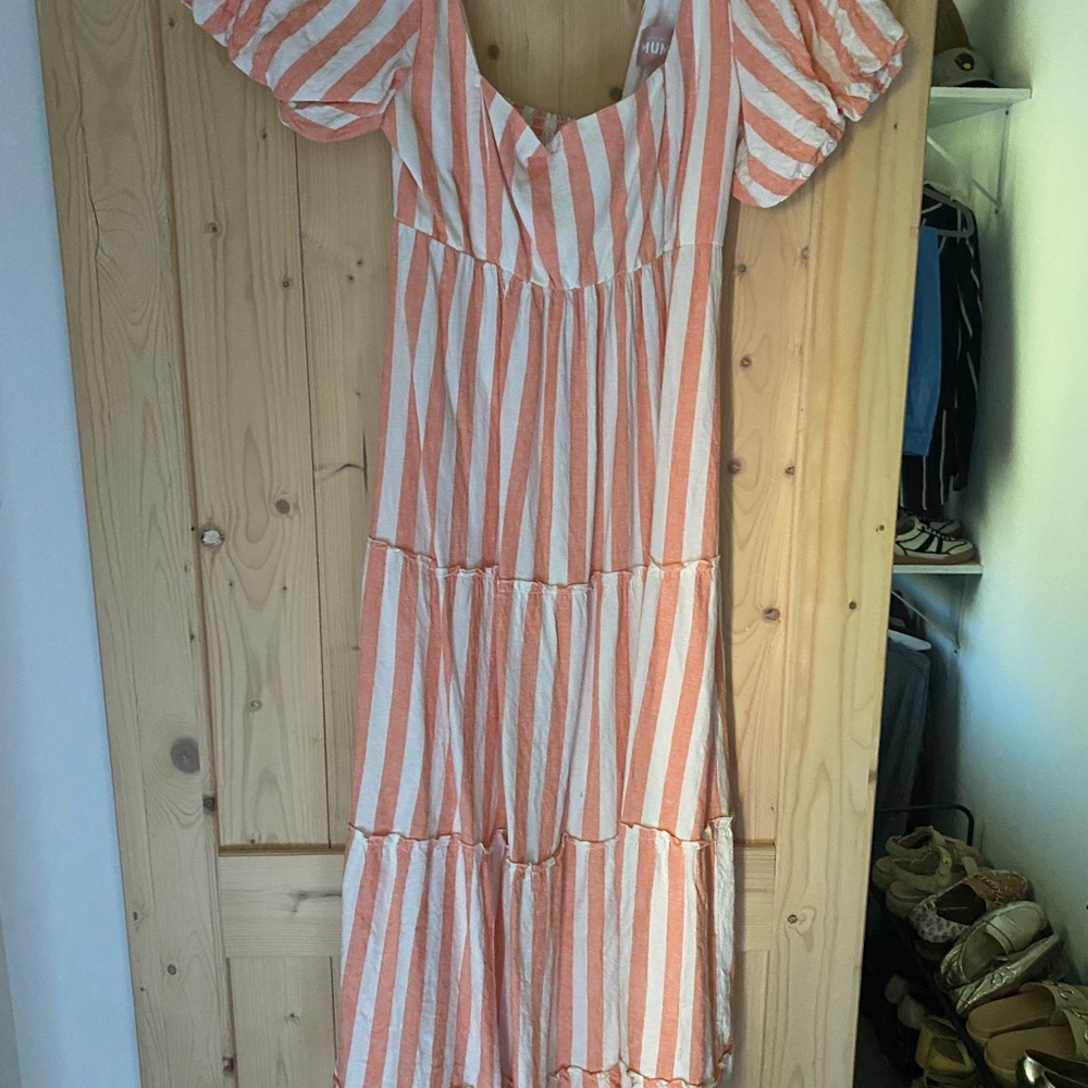 Show Me Your MuMu Peach and White Striped Maxi Dress - Picture 2 of 3
